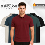Kit 5 Camisas Polo Dino Manga Curta Minimalista - OFERTA PRÉ-BLACK FRIDAY