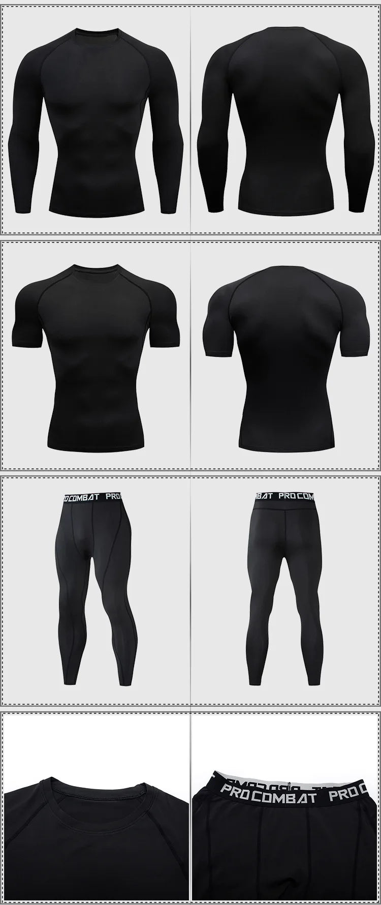 Kit de Roupas de Compressão Masculina para Esportes
