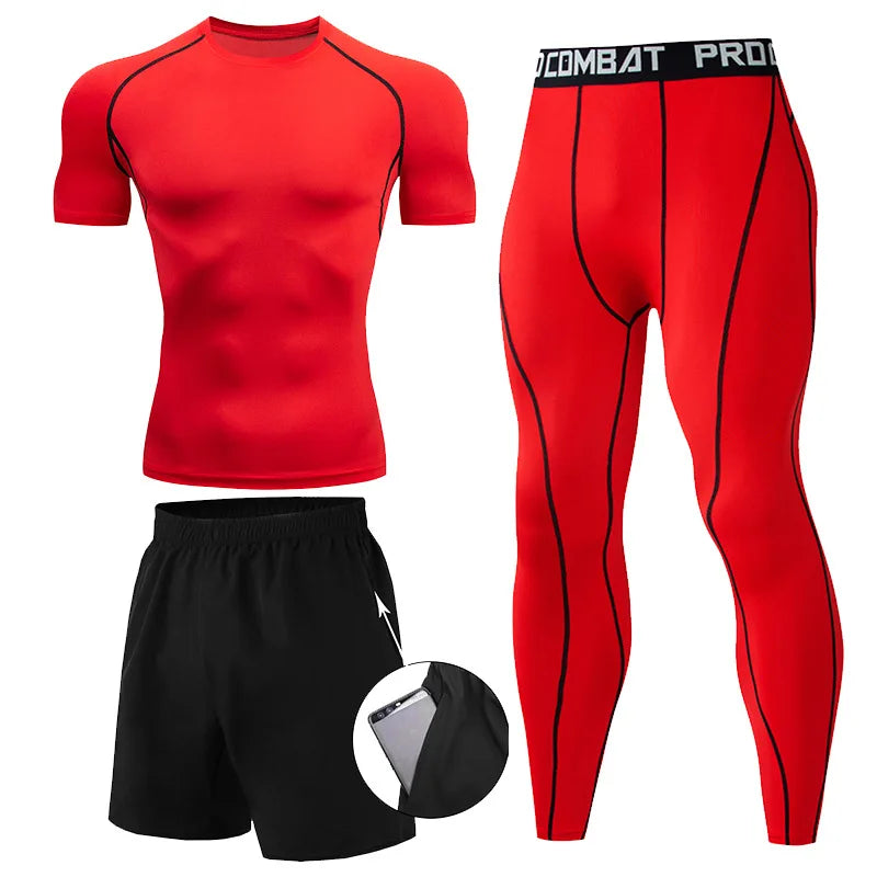 Kit de Roupas de Compressão Masculina para Esportes