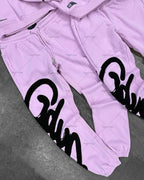 Preto roxo roupas masculinas conjunto de esportes americano nova carta oversized hoodies rua hip hop retro solto calças esportivas