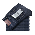 Wthinlee novo negócio calças de brim masculinas casual em linha reta estiramento moda clássico azul preto trabalho denim calças masculinas roupas marca