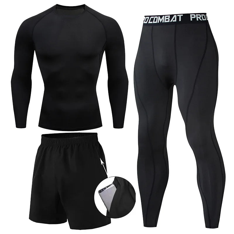 Kit de Roupas de Compressão Masculina para Esportes
