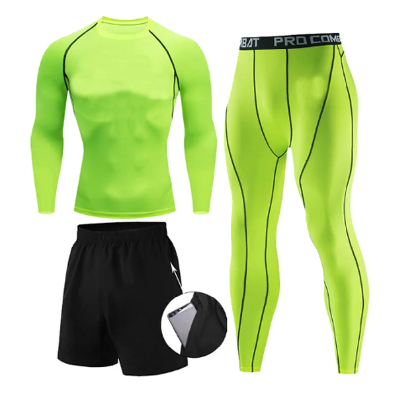 Kit de Roupas de Compressão Masculina para Esportes