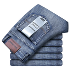 Wthinlee novo negócio calças de brim masculinas casual em linha reta estiramento moda clássico azul preto trabalho denim calças masculinas roupas marca