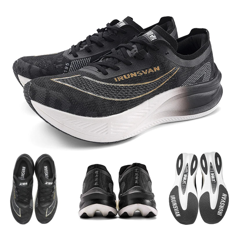Ironsvan homens náilon fibra de carbono profissional maratona sapatos respirável ultra leve pista campo quilômetro corrida tênis corrida