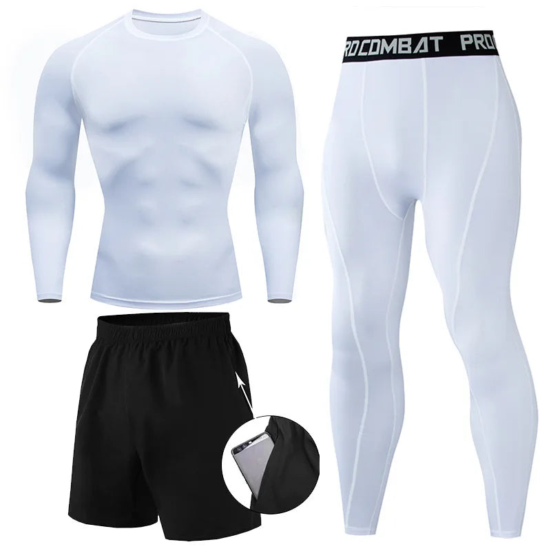 Kit de Roupas de Compressão Masculina para Esportes