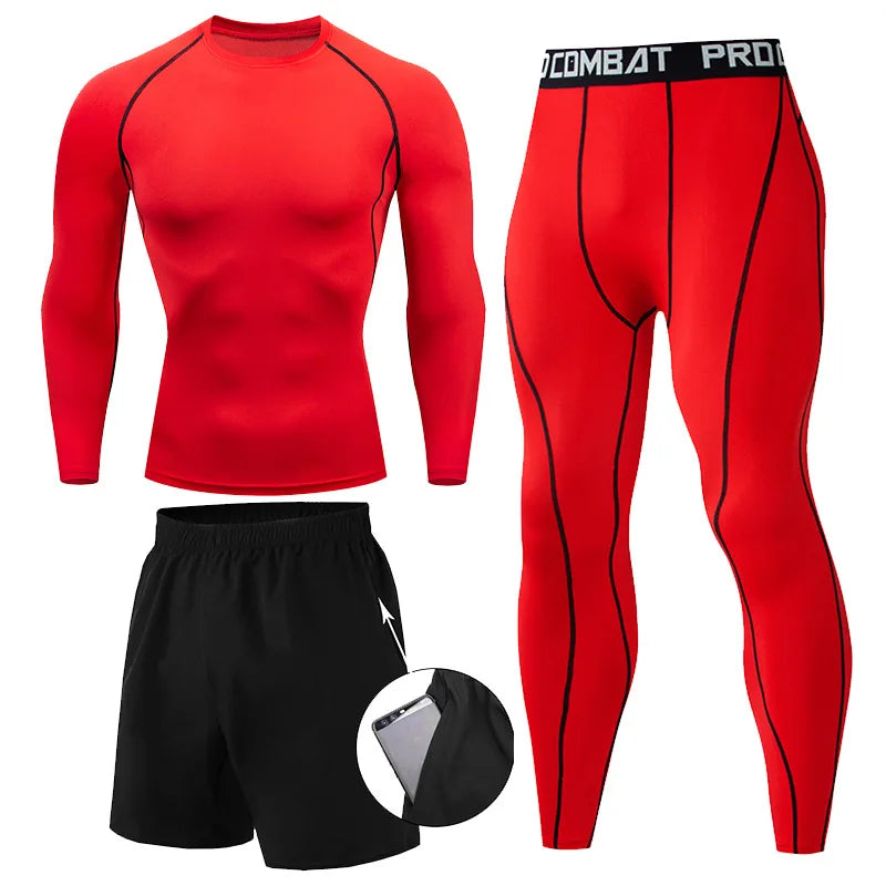 Kit de Roupas de Compressão Masculina para Esportes