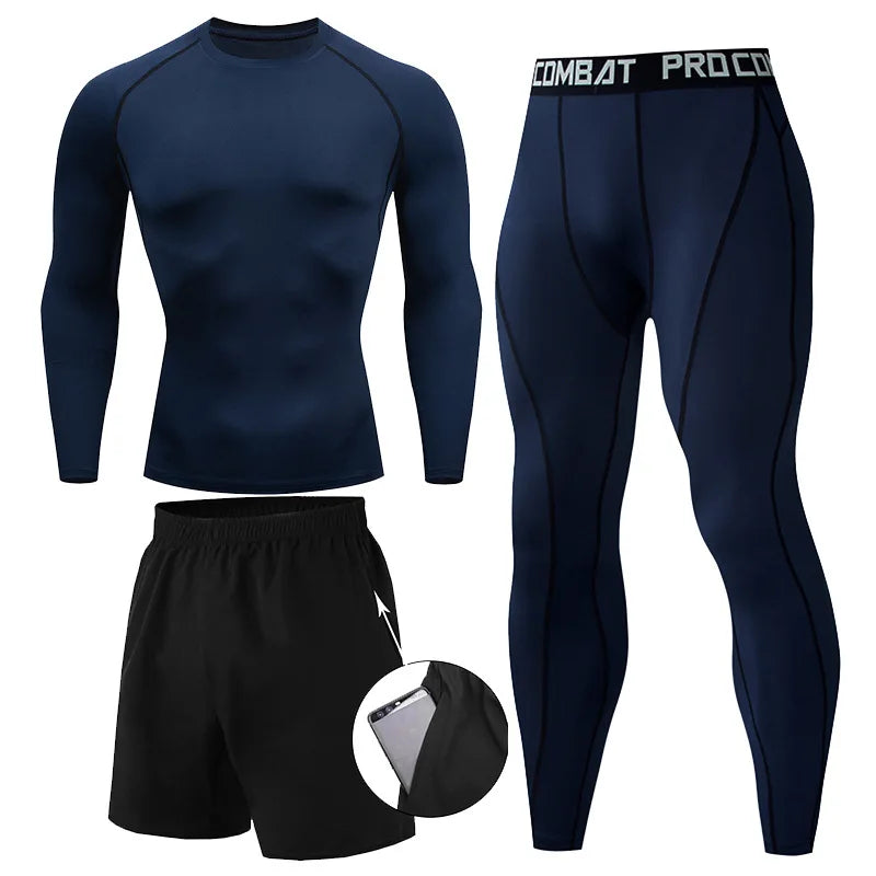 Kit de Roupas de Compressão Masculina para Esportes