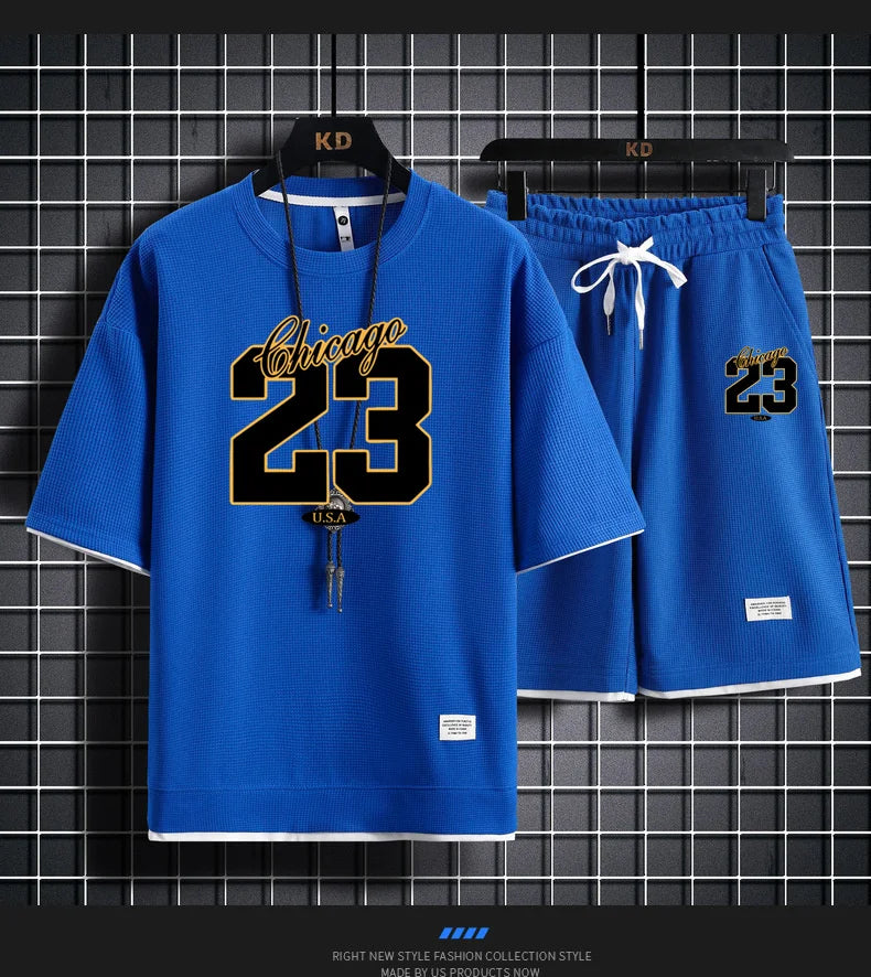 Alta qualidade masculina coreia confortável e verão moda impressão terno esportivo fitness jogging diário casual wear praia shorts conjunto