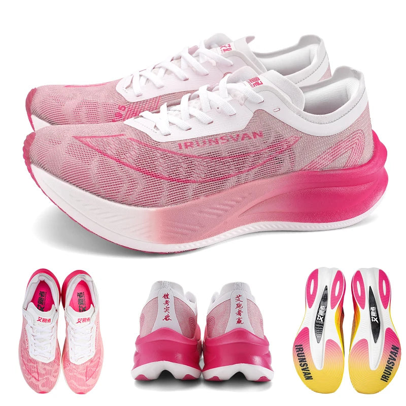 Ironsvan homens náilon fibra de carbono profissional maratona sapatos respirável ultra leve pista campo quilômetro corrida tênis corrida