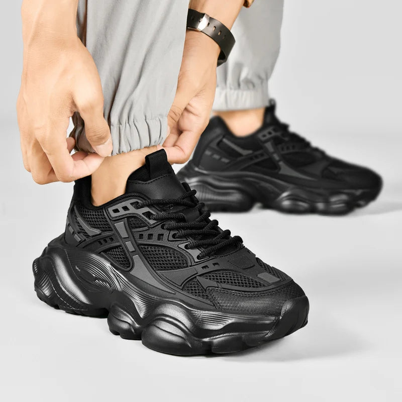 Tênis masculino casual atlético tênis de caminhada masculino preto alta qualidade tendência plataforma tênis de basquete para homem 2025