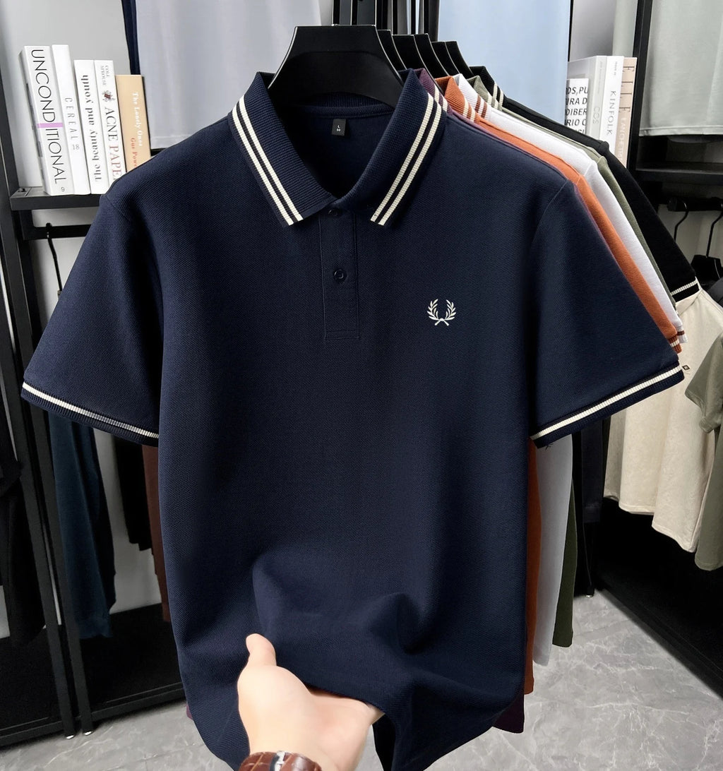 100% algodão puro de alta qualidade verão nova moda masculina manga curta confortável respirável camisa polo requintado bordado tshirt