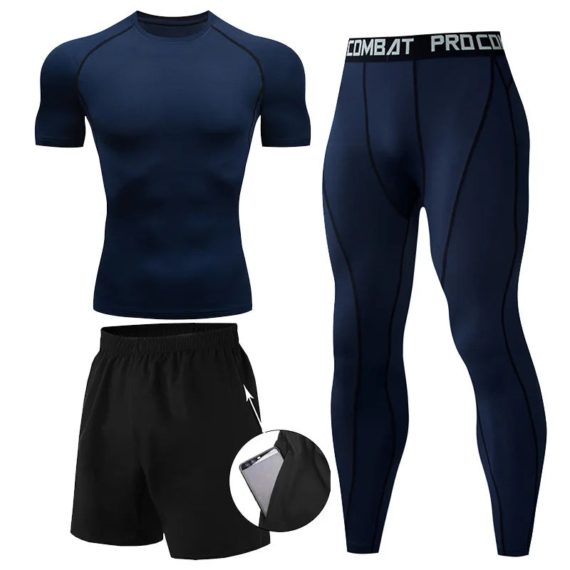 Kit de Roupas de Compressão Masculina para Esportes