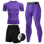 Kit de Roupas de Compressão Masculina para Esportes