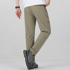 Calças elásticas de secagem rápida de quatro lados para montanhismo masculino calças ao ar livre, leves e finas para o verão feminino elástico respirável