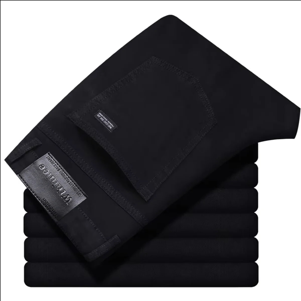 Wthinlee novo negócio calças de brim masculinas casual em linha reta estiramento moda clássico azul preto trabalho denim calças masculinas roupas marca