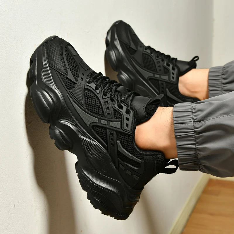 Tênis masculino casual atlético tênis de caminhada masculino preto alta qualidade tendência plataforma tênis de basquete para homem 2025