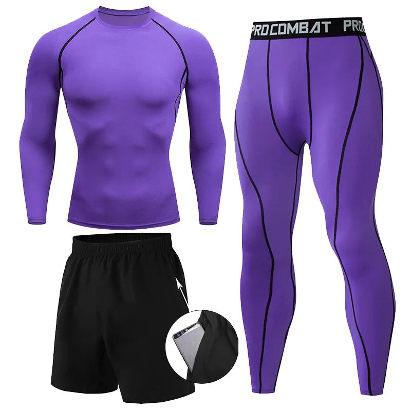Kit de Roupas de Compressão Masculina para Esportes