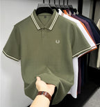 100% algodão puro de alta qualidade verão nova moda masculina manga curta confortável respirável camisa polo requintado bordado tshirt